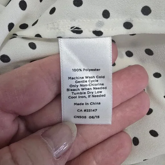 Talbots Women's 2x White Black Polka Dot Blouse Flowy Business Professional - Picture 6 of 9
